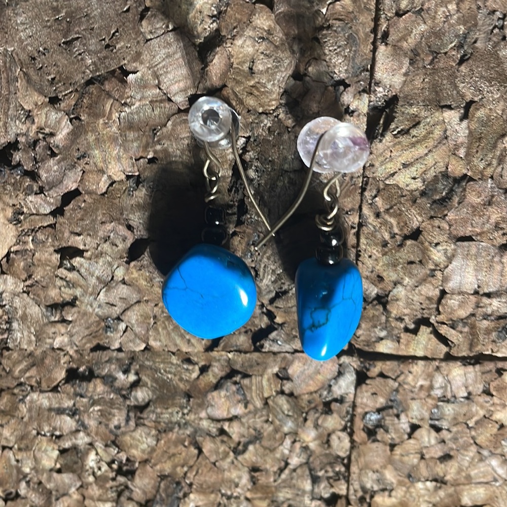 Women earrings jewelry pierced Dainty Blue pierced Stone Earrings